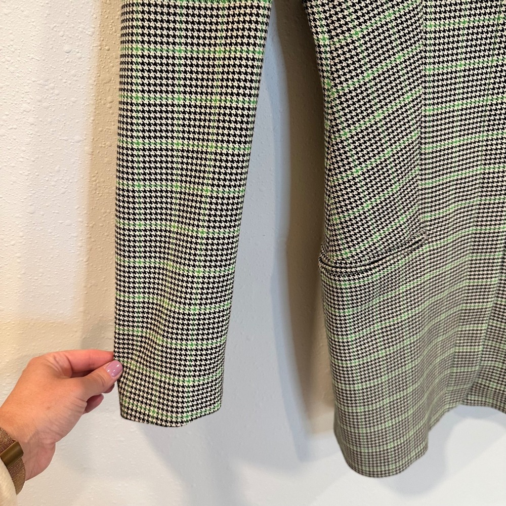 Zara Houndstooth Blazer Dress‎ Women Size S Green Plaid Officecore Dark Academia - Picture 7 of 16